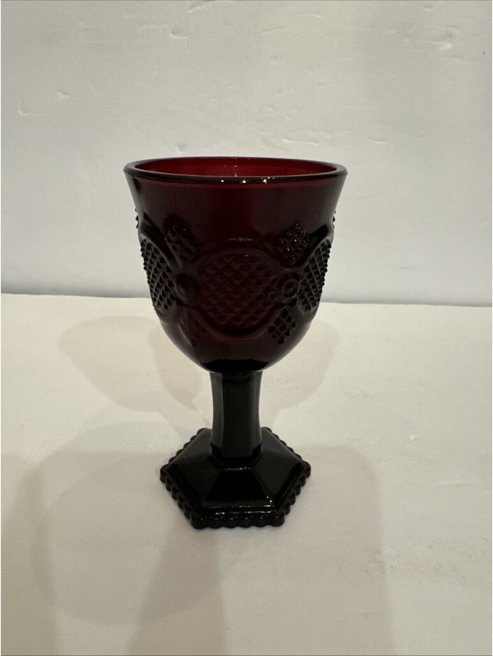 Avon Ruby Red 1876 Cape Cod Wine Glasses Goblets 5.25" Tall